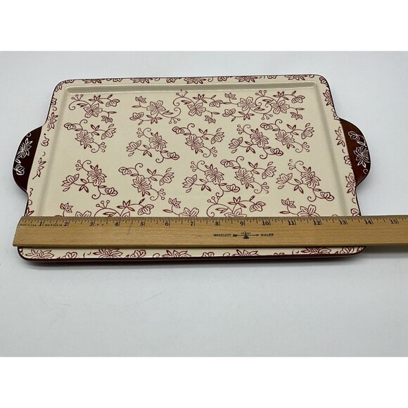 Temp-Tations Cranberry Floral Lace Serving Tray 14 x 9.5 Serveware Cottagecore - Picture 11 of 16